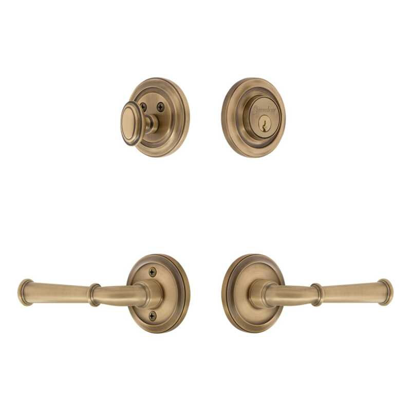 Grandeur Circulaire Rosette Entry Set with Georgetown Lever in Timeless Bronze, 2.375", Timeless Bronze, Right Handed