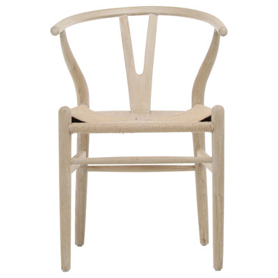 Caros Mid-Century Modern Back Natural Finish Oak Chair with Woven Craft Paper Seat