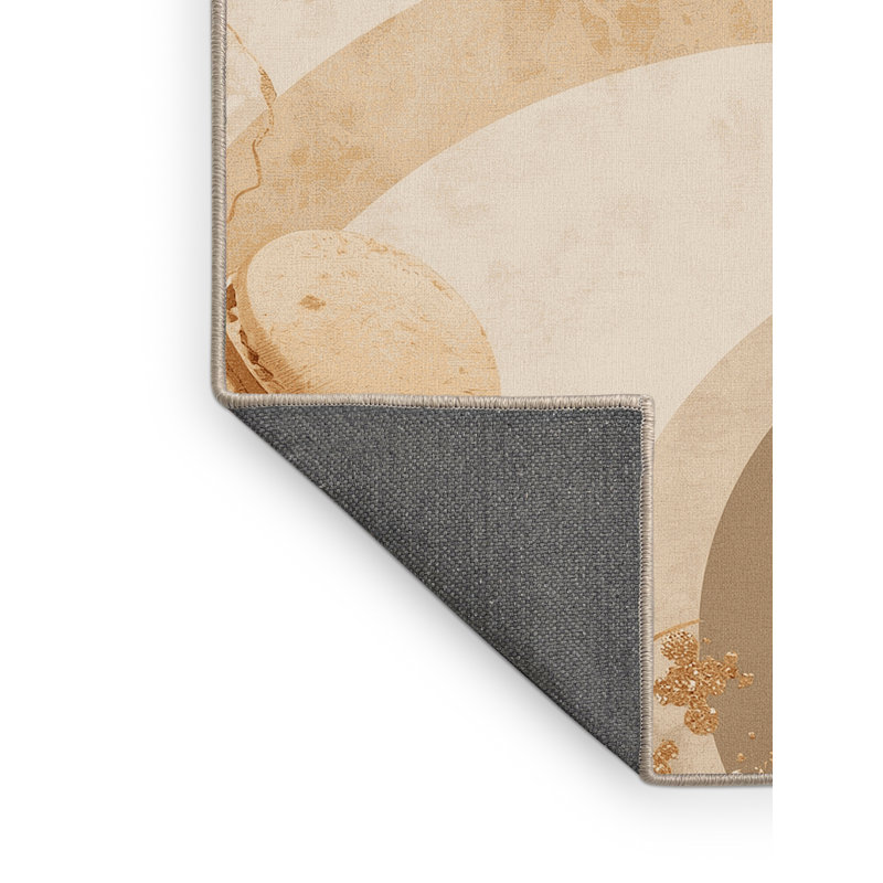 Tapis beige moelleux moelleux et moelleux de style Buschwick Macaron - reliure beige, 3 X 5