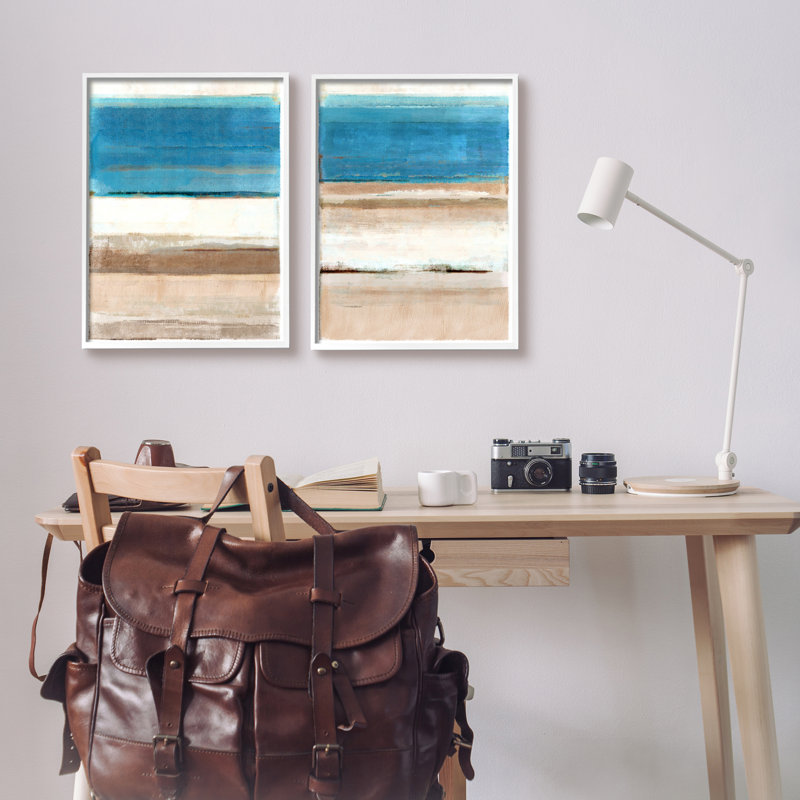 Abstrait nautique abstrait, impression sur bois encadrée 2 pièces, H 20 po x l 32 po x P 1,5 po