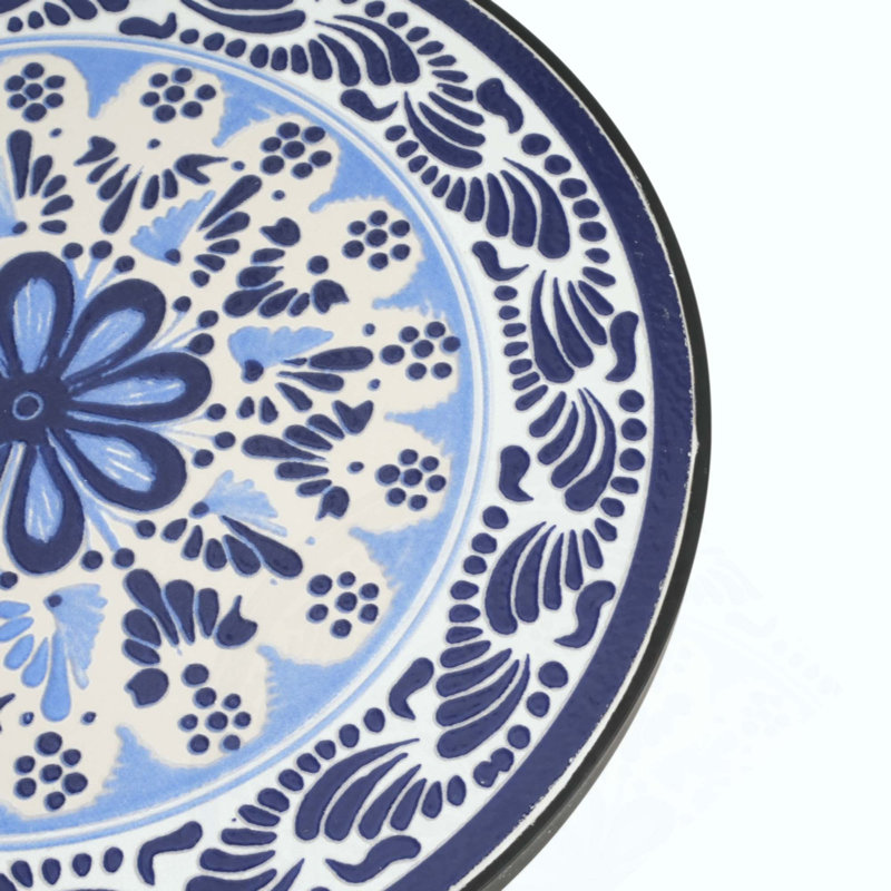 Table d'appoint de patio, Bleu / Noir