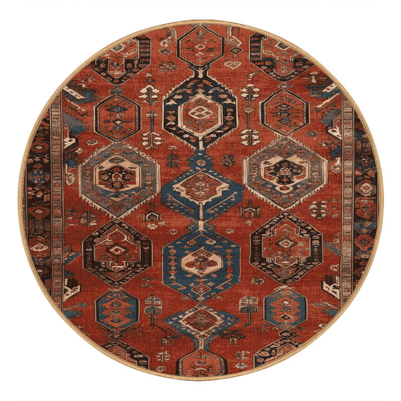 Tapis brun lavable à la machine, Rond 5 pi