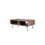 Table de salon en bois récupéré avec rangement ouvert, pliable, pieds en métal, aimant rétro, finition cocktail noire / naturelle pour la zone