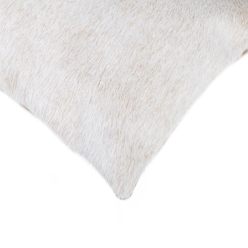  (Set of Two) 12" X 20" Cowhide Lumbar Throw Pillow, Natural