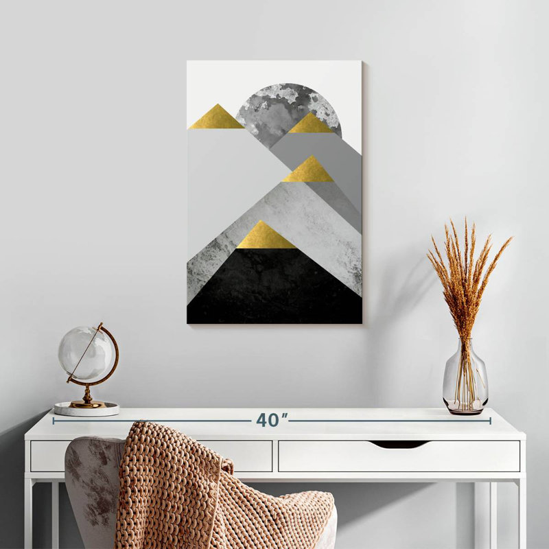 Avery, noir, gris, or, montagnes, III, H 24 po x l 16 po