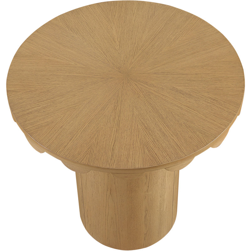 Table à hauteur de comptoir en bois massif et canne 36 po Dahlia, H 36,25 po x L 36,25 po x P 36,25 po, Naturel
