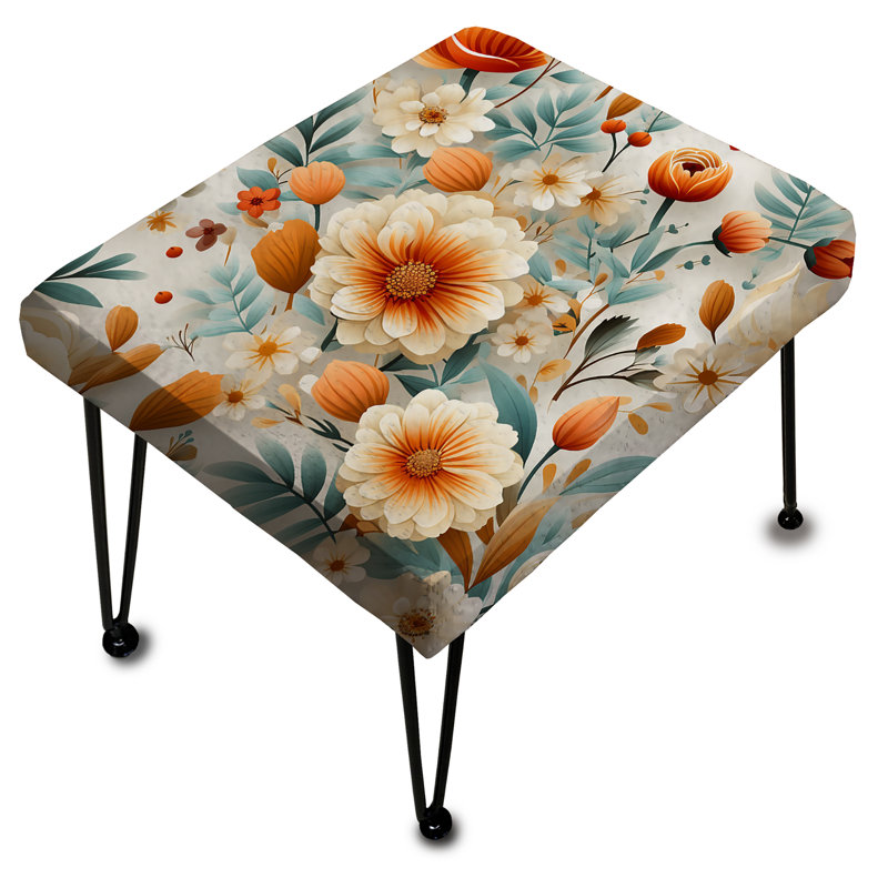 Orange Poppies Garden Serenety - Floral Rectangle Ottoman