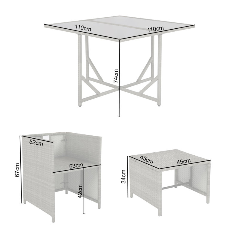 Mcabee 8 Person -Rattan Cube Dining Set - 110cm Long