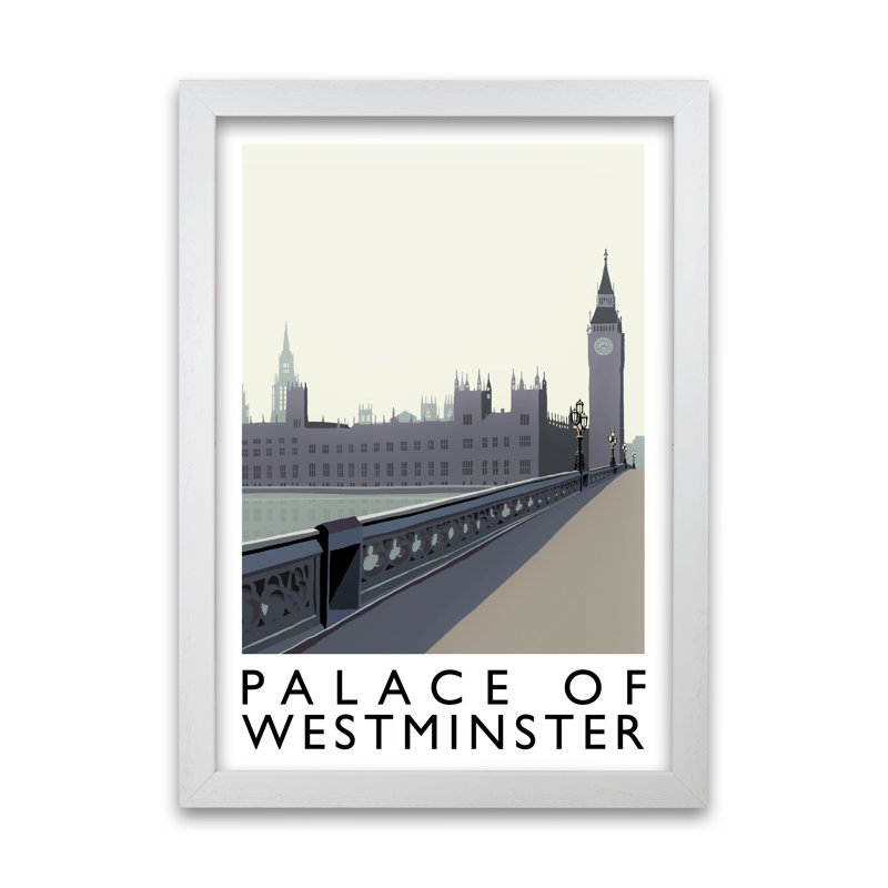 Palace Of Westminster by Richard O'Neill - Single Picture Frame Print, 841 cm H x 594 cm W, White