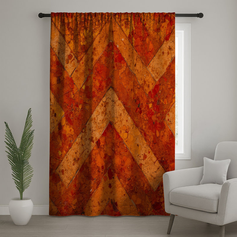 Rideaux rustiques à motif de chevrons, voilages et voilages à motif de chevrons - 1 panneau, 50 po x 80 po - 1 panneau