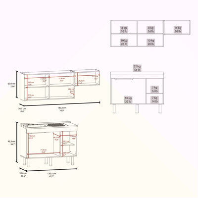 Ensemble de cuisine modulaire blanc Kronos - Solution complète avec rangement