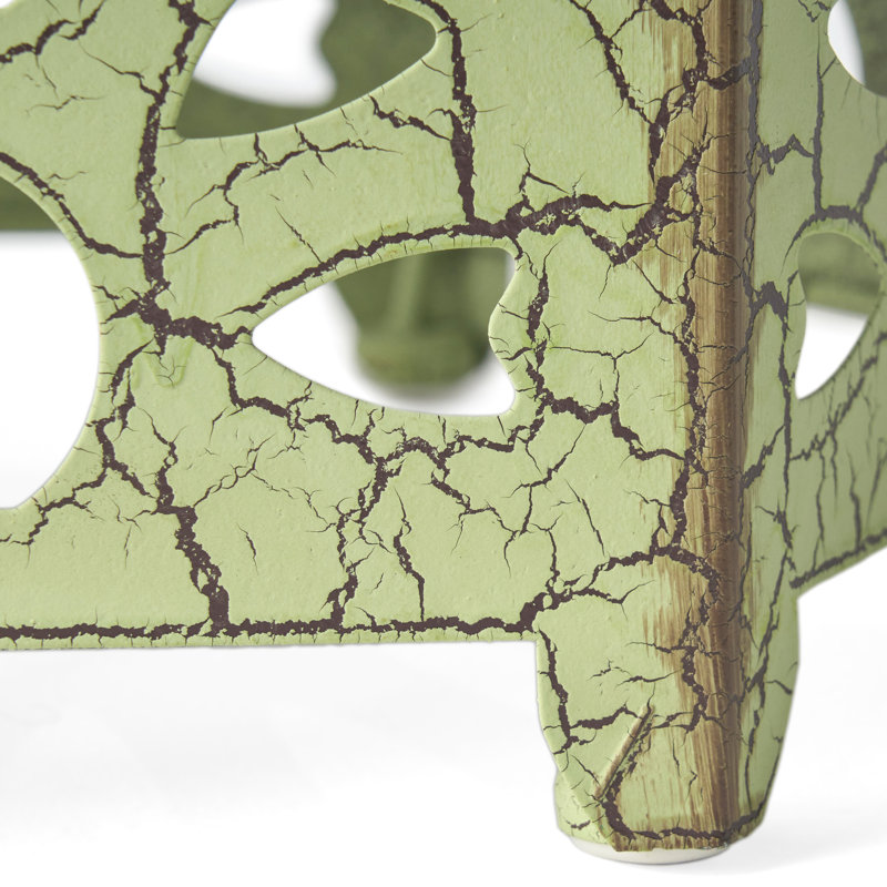 Iron Patio Side Table 12", Pattern, 10.5"X18.5", Portable Option 12" Cut Out Table, Iron, Decoration Item, Green