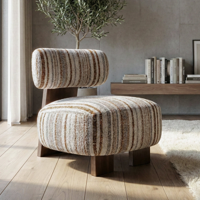 Fauteuil d'appoint rembourré à profil bas Premier, Rayure
