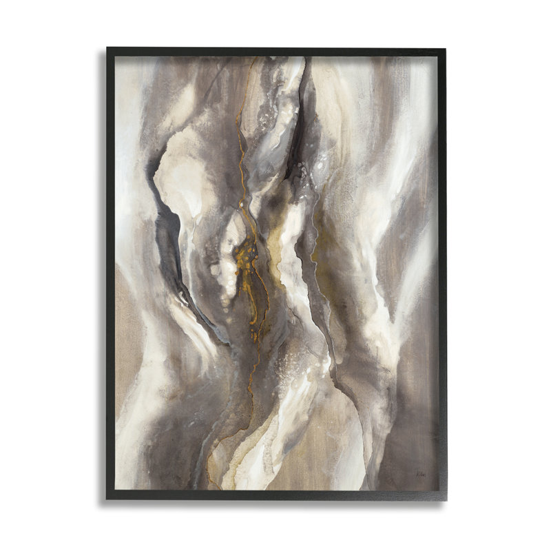 «Flowing Cloudy Gray Abstraction Dark Shadows» par K. Nari - impression, Giclée encadrée noir minuit, H 20 po x l 16 po