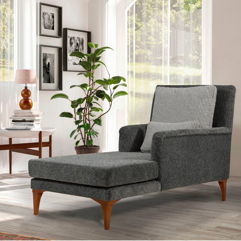 Chaise longue rembourrée Yaphank, 100 % polyester anthracite