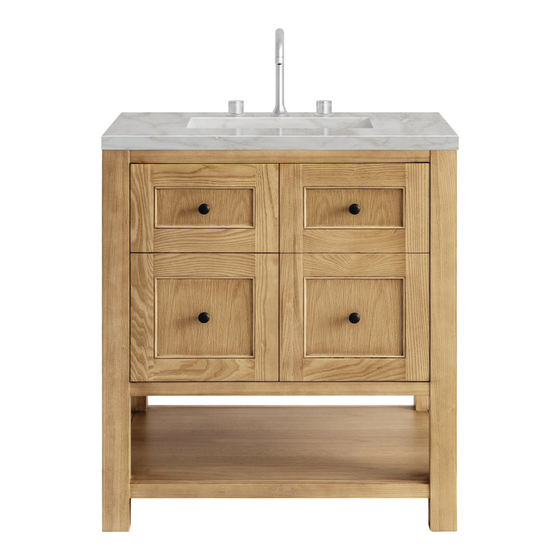 Breckenridge 30'' Single Bathroom Vanity with Top, Light Natural Oak, Victorian Silver, 8" Widespread