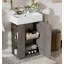 Meuble-lavabo de 21,6 po avec lavabo en céramique, armoire à grain de bois moderne à porte droite avec rangement ouvert et fermé