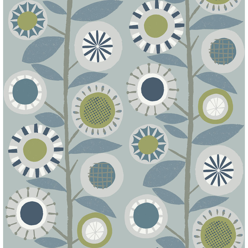 Rouleau de papier peint L 33 pi x l 20,5 po Wilbert, Bleu