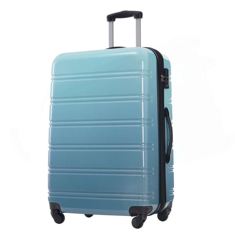 Valise extensible 3 pièces à roulettes Hardshell avec roulettes pivotantes et verrou TSA léger, Bleu
