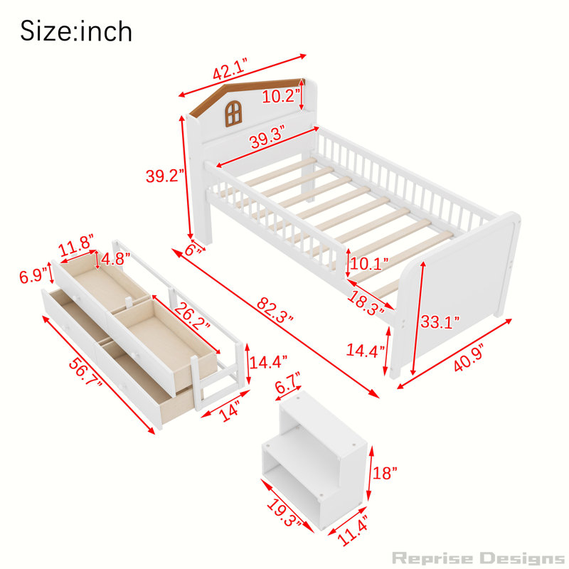 Lit mezzanine en bois avec lumières DEL, Blanc
