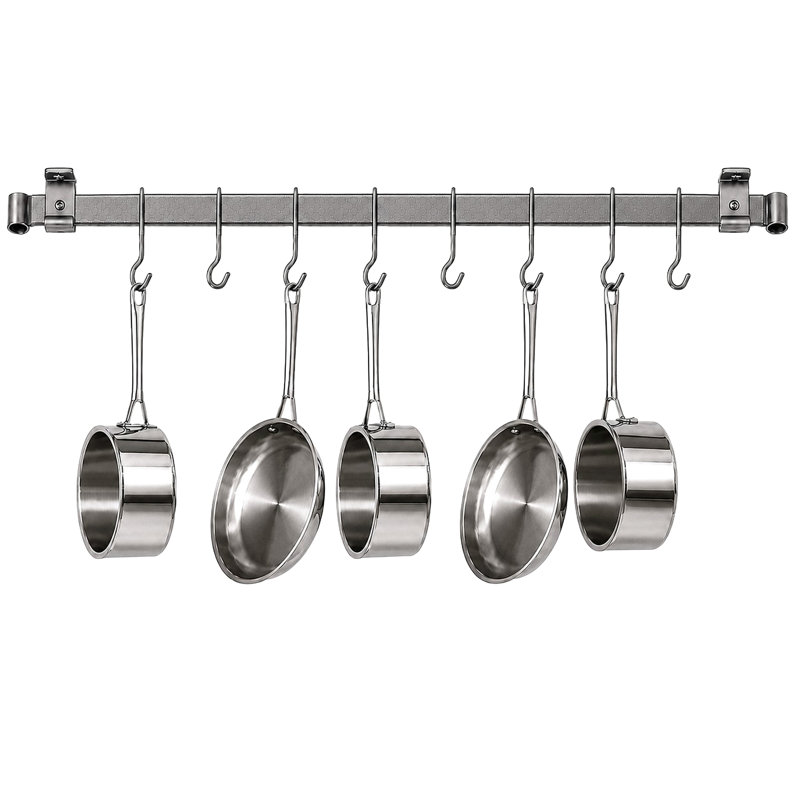 Steel Handcrafted Rectangle Wall Mounted Pot Rack, 5.5" H x 48" W x 2" D