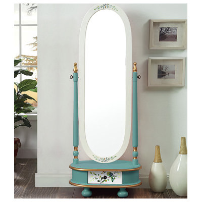 Miroir floral en bois peint avec tiroir de rangement pour l'entrée de la chambre à coucher