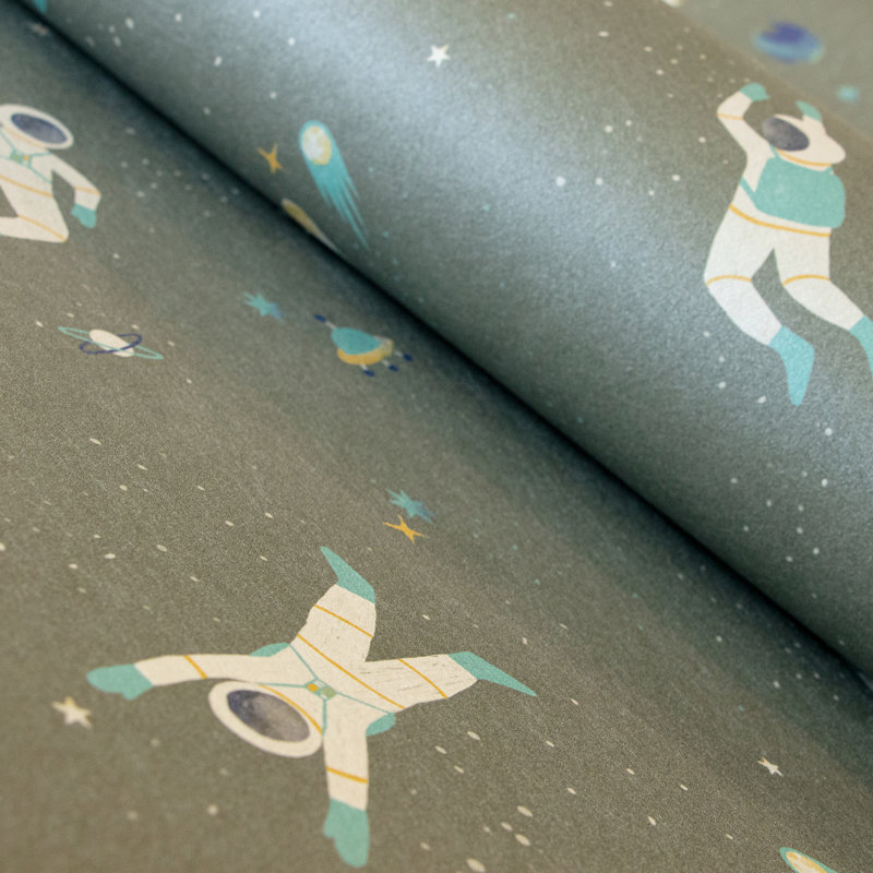Great Kids Smooth Glitter Super Space 33' L x 21" W Wallpaper Roll, Dark Green