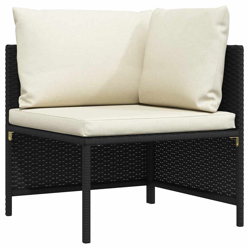23.6" Wide Wicker Patio Sofa with Cushions, Cream, Black