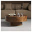 Table basse de 31,49 po en noyer moderne avec placage de bois de ronce - Petite table basse ronde de salon avec piédestal robuste pour bureau d'appartement