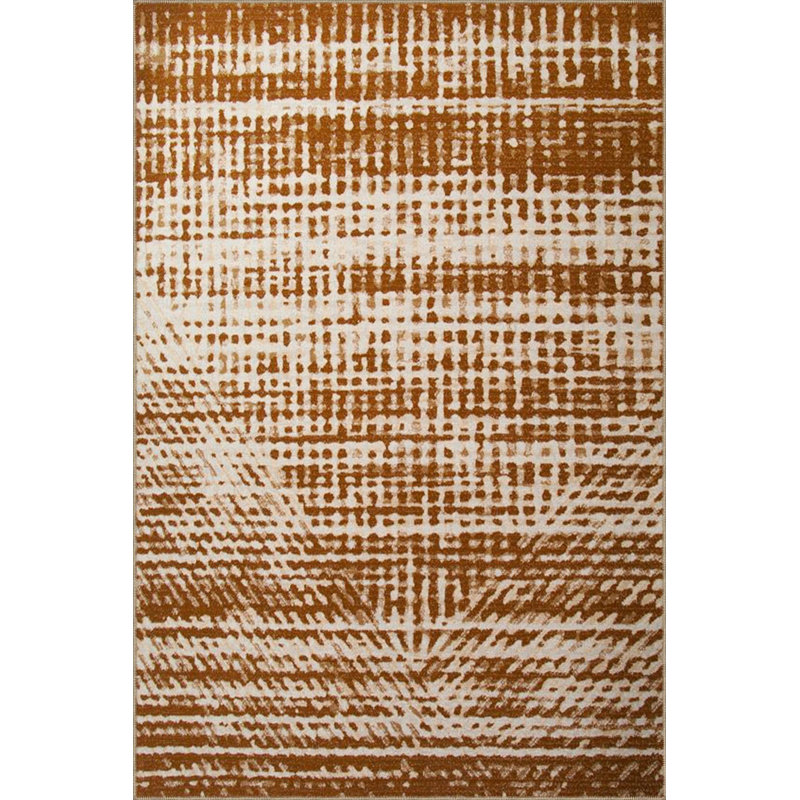 Orange Puffy Traditional Themed Decorative Washable Rug, Round 4'11" Rug Pad Included