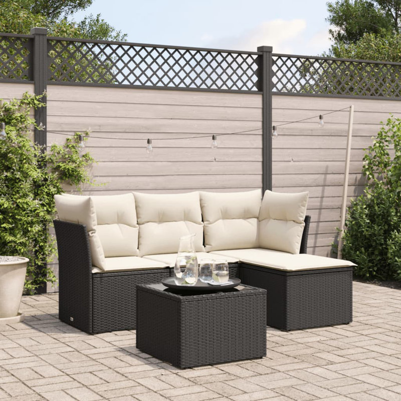 Ensemble de canapé de jardin en rotin PE Vidaxl, acier thermolaqué, verre trempé
