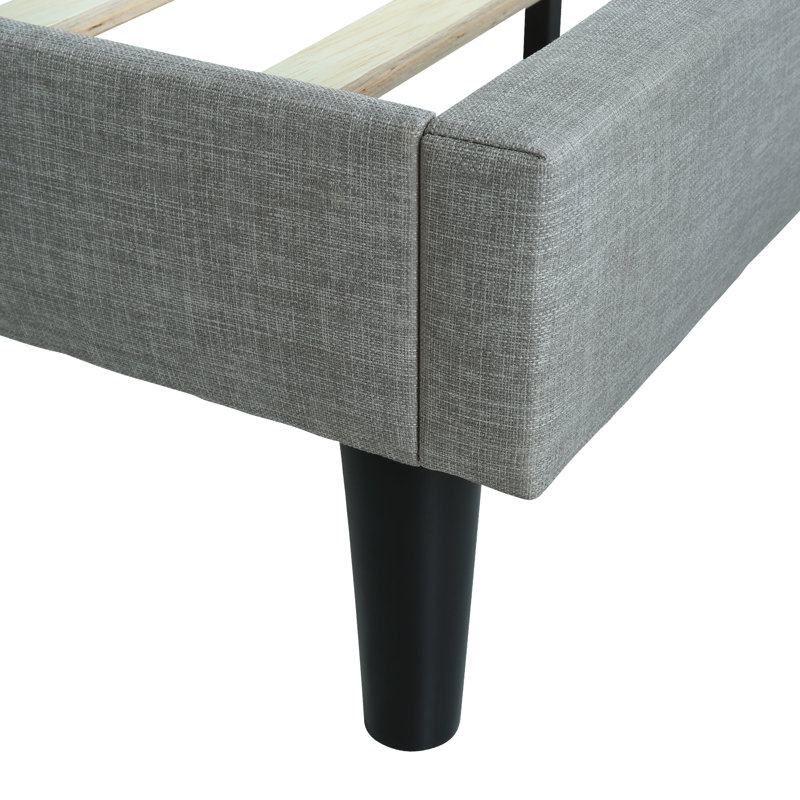 Dajai Upholstered Unfinished Platform Bed, Light Gray, Queen