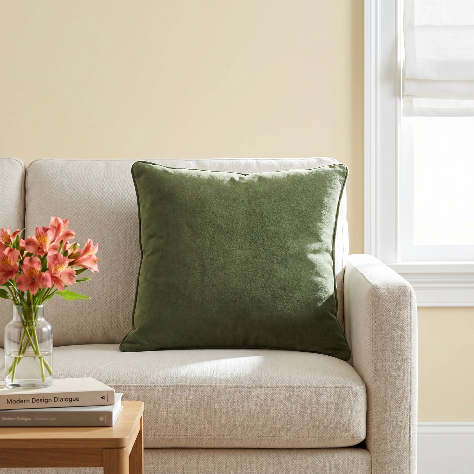 Safflower Ally Throw Pillow, Green, Down