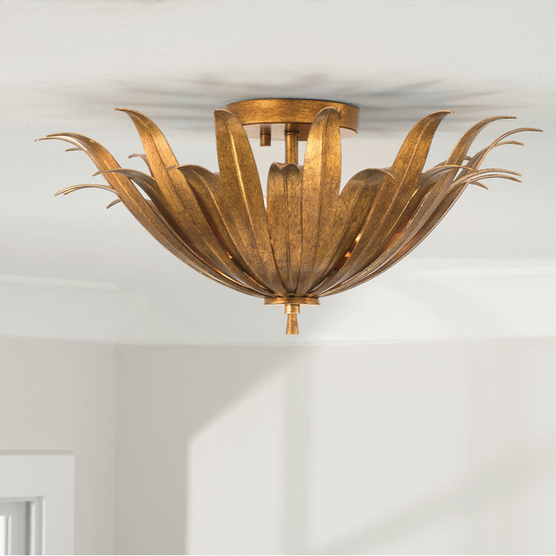 Arela Semi Flush Mount, Antique Gold, Antique Gold
