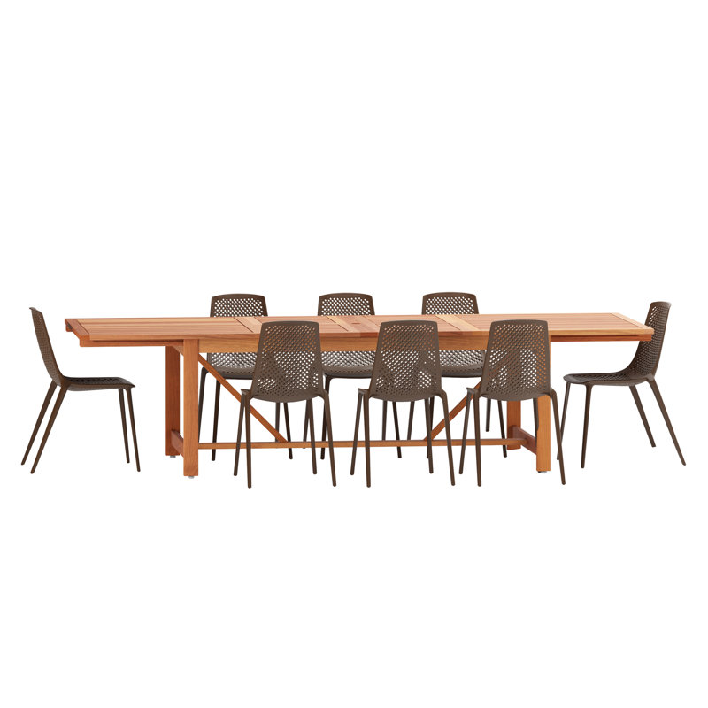 Ensemble repas pour l'extérieur 8 personnes Tempo, Brun