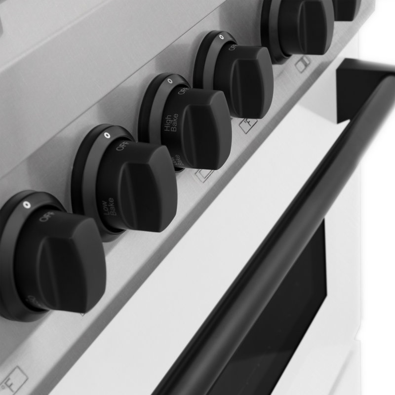 ZLINE Autograph 48" Legacy Dual Fuel Range in DuraSnow®, Matte Black Satin Stainless Steel with White