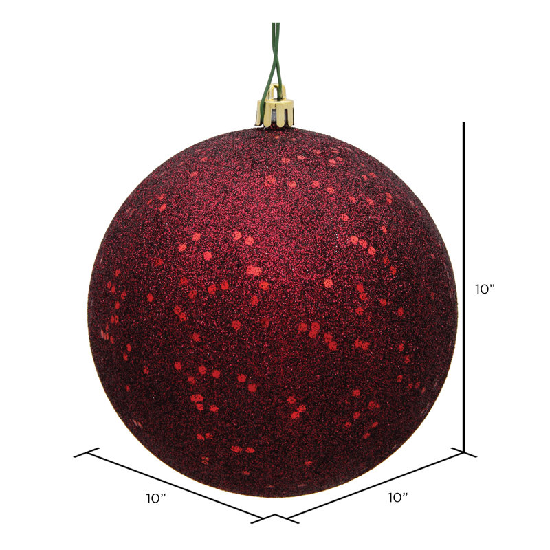 Décoration de boule décorative des Fêtes, Paillettes bourgogne, H 10 po x l 10 po x P 10 po