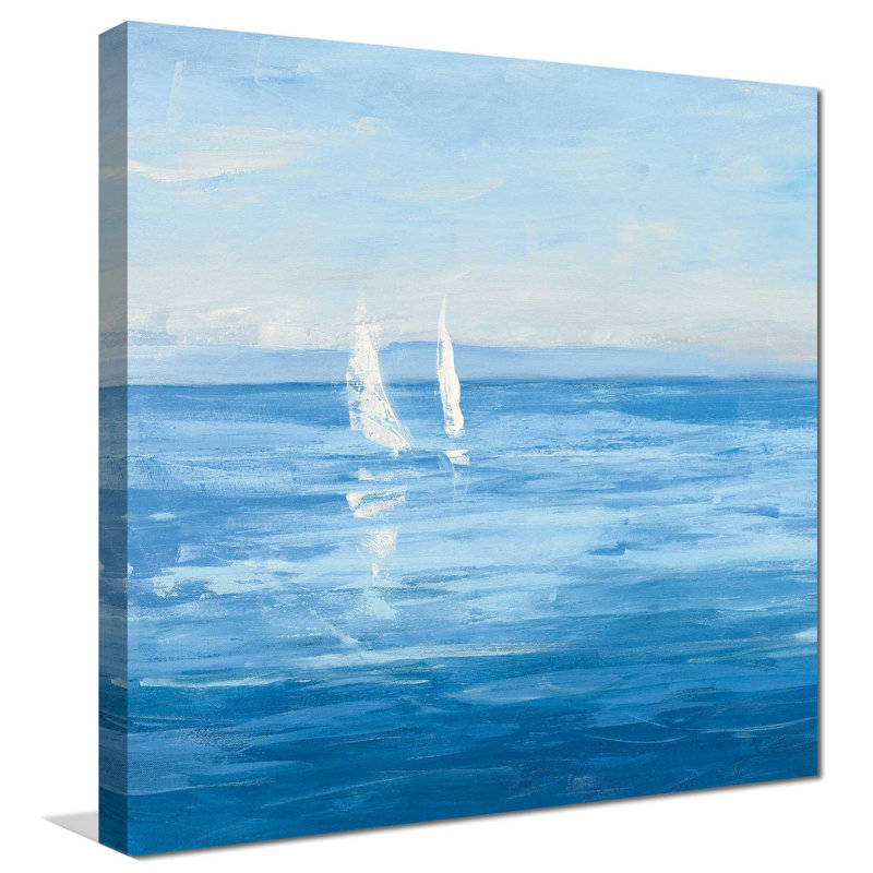 «Open Sail with Turquoise II», reproduction de peinture acrylique sur toile, H 21,5 po x l 21,5 po x P 2 po