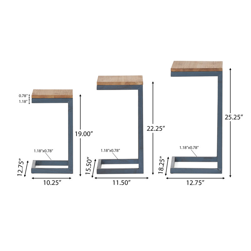 Ensemble de 3 tables gigognes