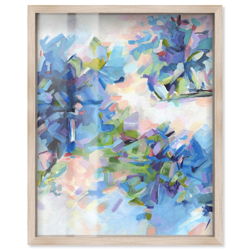 «Blue Botanicals Shadowbox Print Western Floral Art» par Art Remedy, Crème, crème, H 21 po x l 17 po