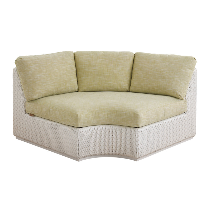 Ocean Breeze Promenade 72" Wide Outdoor Wicker Curved Loveseat with Sunbrella Cushions