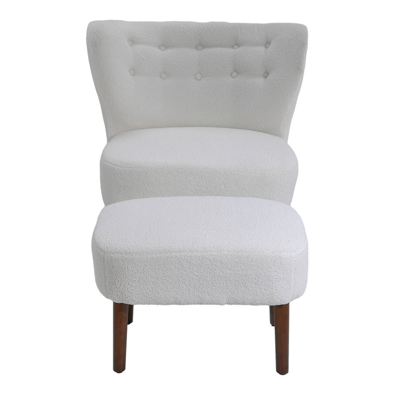 Teddy Velvet Sofa with cushion footstool, White