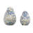 Set of 2 Blue and White Ceramic Bird Figurines with Floral Patterns, Farmhouse Decorative Sculptures for Mantel, Tabletop, Shelf, or Centerpiece, 8” x 4” and 6” x 3”