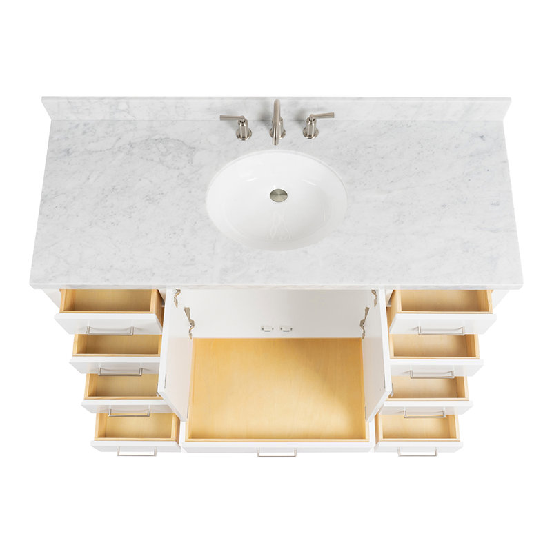 Ensemble de meuble-lavabo simple 49 po Flynt, Blanc, Carrare blanc
