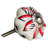 Set of Twelve Red And White Floral Ceramic Drawer Pull Knobs