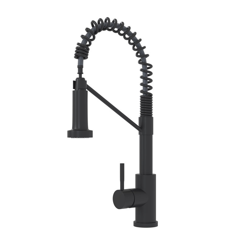 CUPC Certified 19" Single Handle Kitchen Faucet, Matt Black