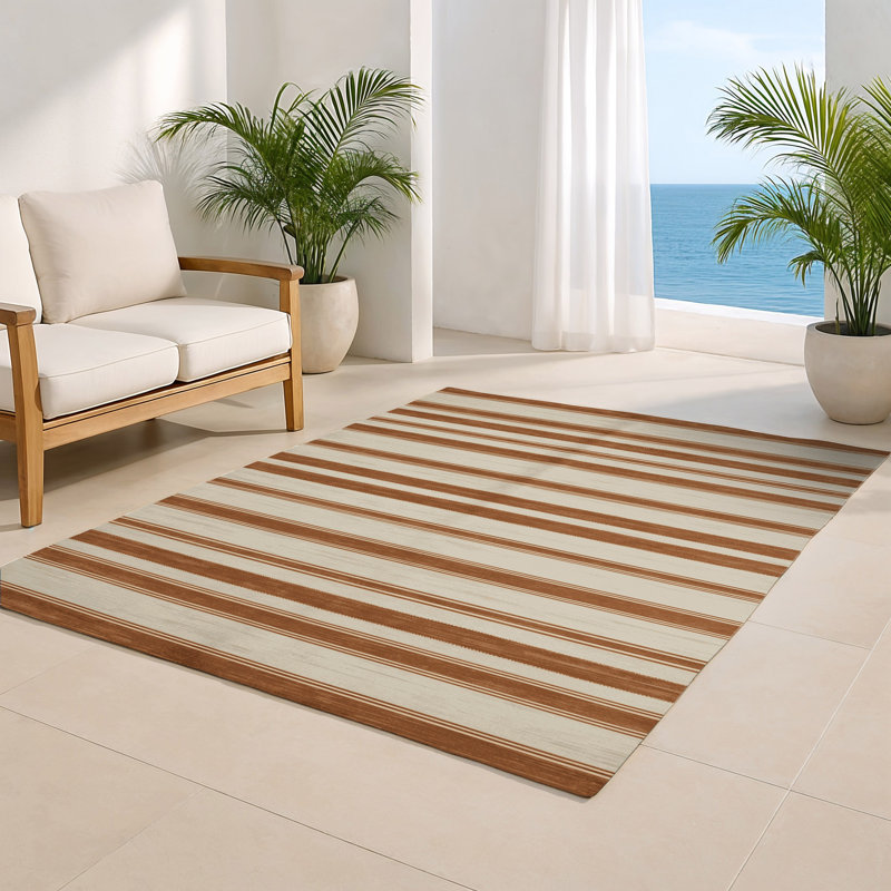 Tapis intérieur / extérieur beige HorizontalStripes, Rectangulaire 2 pi x 3 pi