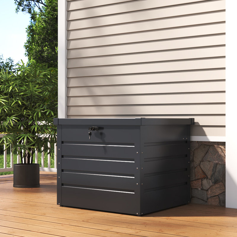 Garden Sanctuary 62cm W 200L Metal Lockable Deck Box in Black