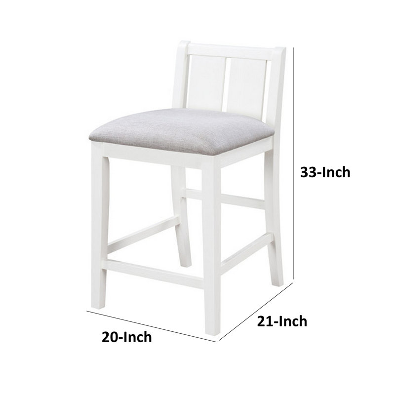 Amod Upholstered Counter Stool with Solid Wood Frame, White, Cream