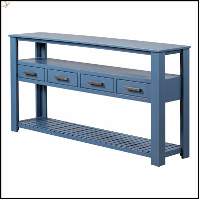 Modern Console Table Sofa Table With 4 Drawers And 2 Shelves, Perfect For Organized And Stylish Living Rooms